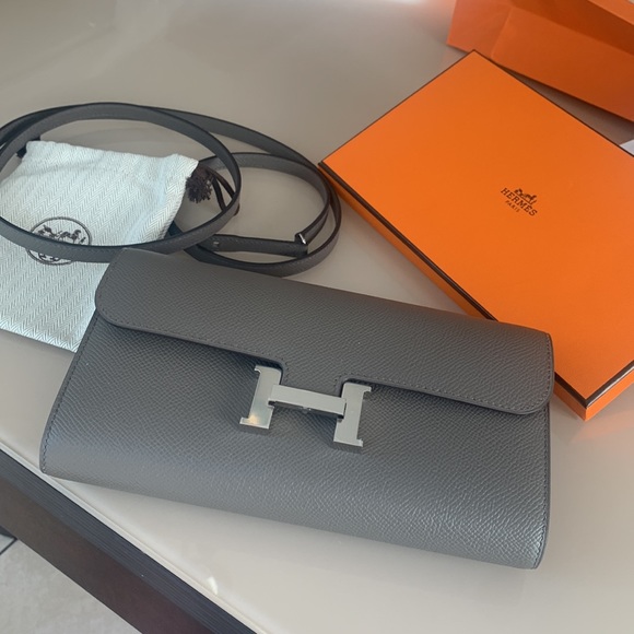 BRAND NEW Hermes Constance To Go Epsom Calfskin Wallet-Bag 8F Gris Etain. - Picture 7 of 7